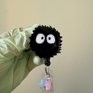 Black Soot Sprite Spirit Movie Badge Reel, ID Holder, Kawaii Retractable, Accessory