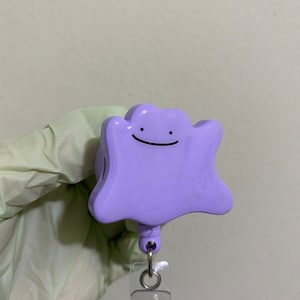 Purple Blob Unique Shapeshifter Badge Reel, ID Holder, Kawaii Retractable, Accessory