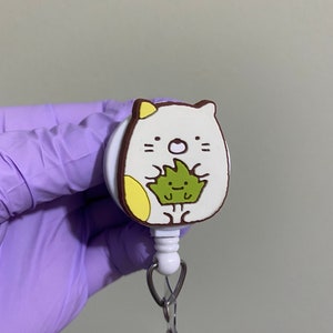 Yellow Spotted Kitty Cat Badge Reel, ID Holder, Kawaii Retractable, Badge Holder Accessory