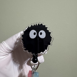 Black Soot Sprite Spirit Movie Badge Reel, ID Holder, Kawaii Retractable, Accessory