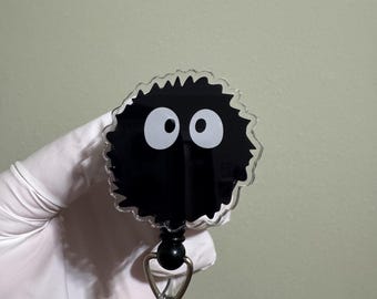 Black Soot Sprite Spirit Movie Badge Reel, ID Holder, Kawaii Retractable, Accessory