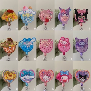 Shaker Glitter Badge Reel, ID Holder, Kawaii Retractable, Badge Holder Accessory