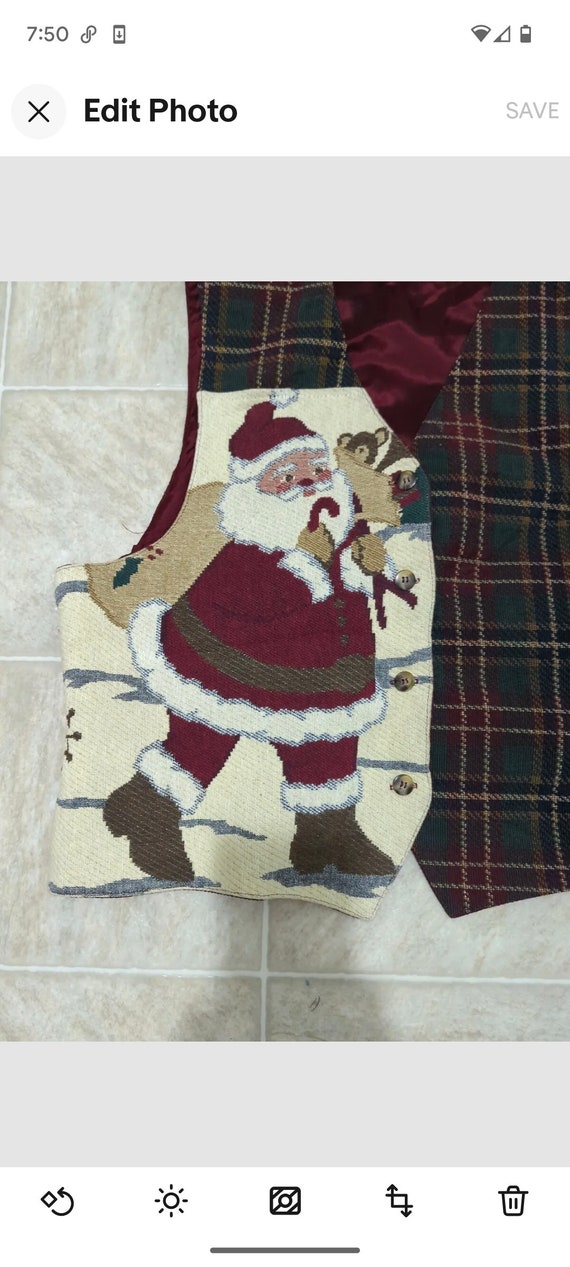 Vintage Christmas Orvis Plaid Santa Vest  Made in… - image 7