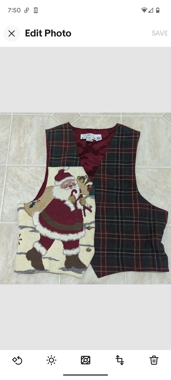Vintage Christmas Orvis Plaid Santa Vest  Made in… - image 10