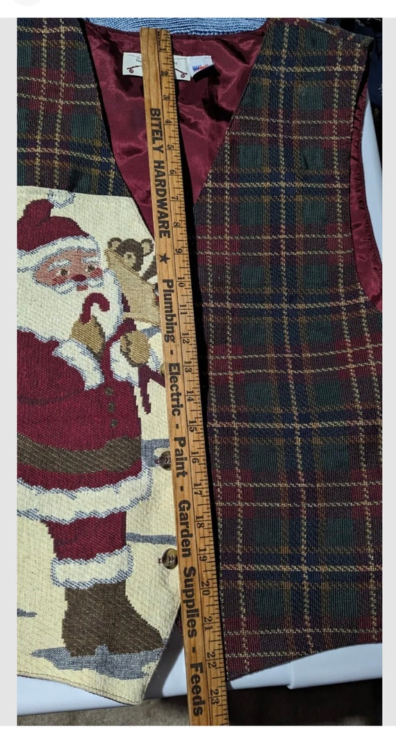 Vintage Christmas Orvis Plaid Santa Vest  Made in… - image 4