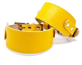 Natural leather greyhound collar/Italian greyhound collar/Whippet accessories/Wide dog collar