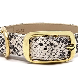 Set leren hondenhalsband + the leash, Kleo-serie, dierenpatroon, handgemaakt