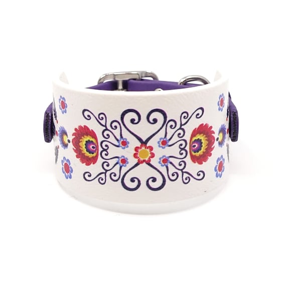 Waterproof sighthound collar with Lowicz pattern/Italian greyhound collar/Whippet collar
