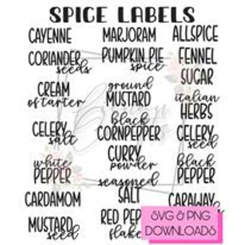 Spice Labels Names Kitchen Organize Spices SVG PNG Cricut - Etsy
