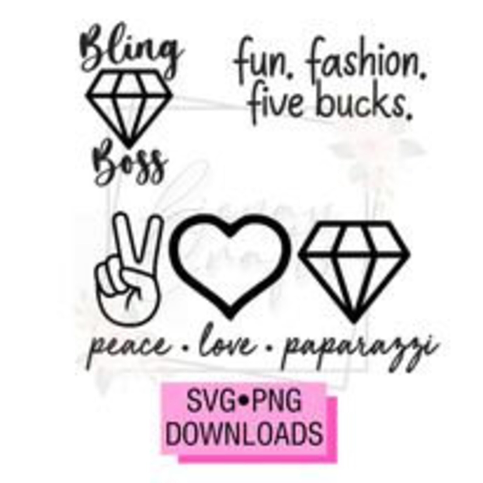 Bling Boss Paparazzi o Joyería SVG PNG Descargas Paz Amor | Etsy