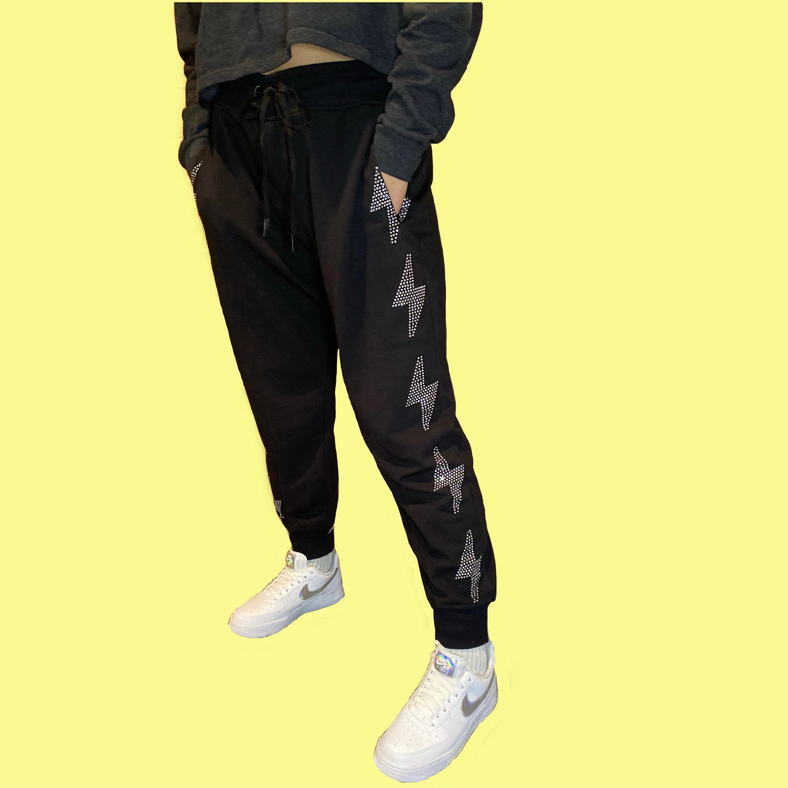 joggers with lightning bolt