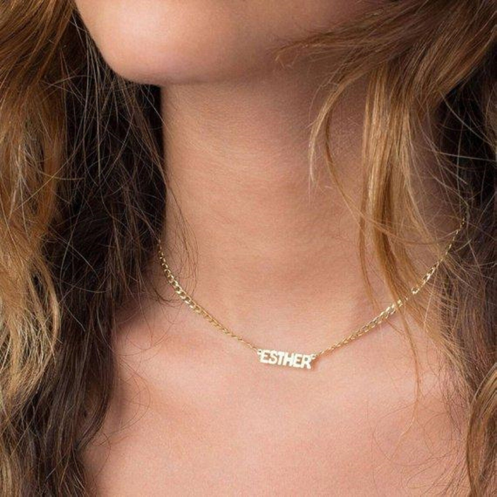 Custom Name Necklace with Cuban Link Gold Name Necklace Etsy