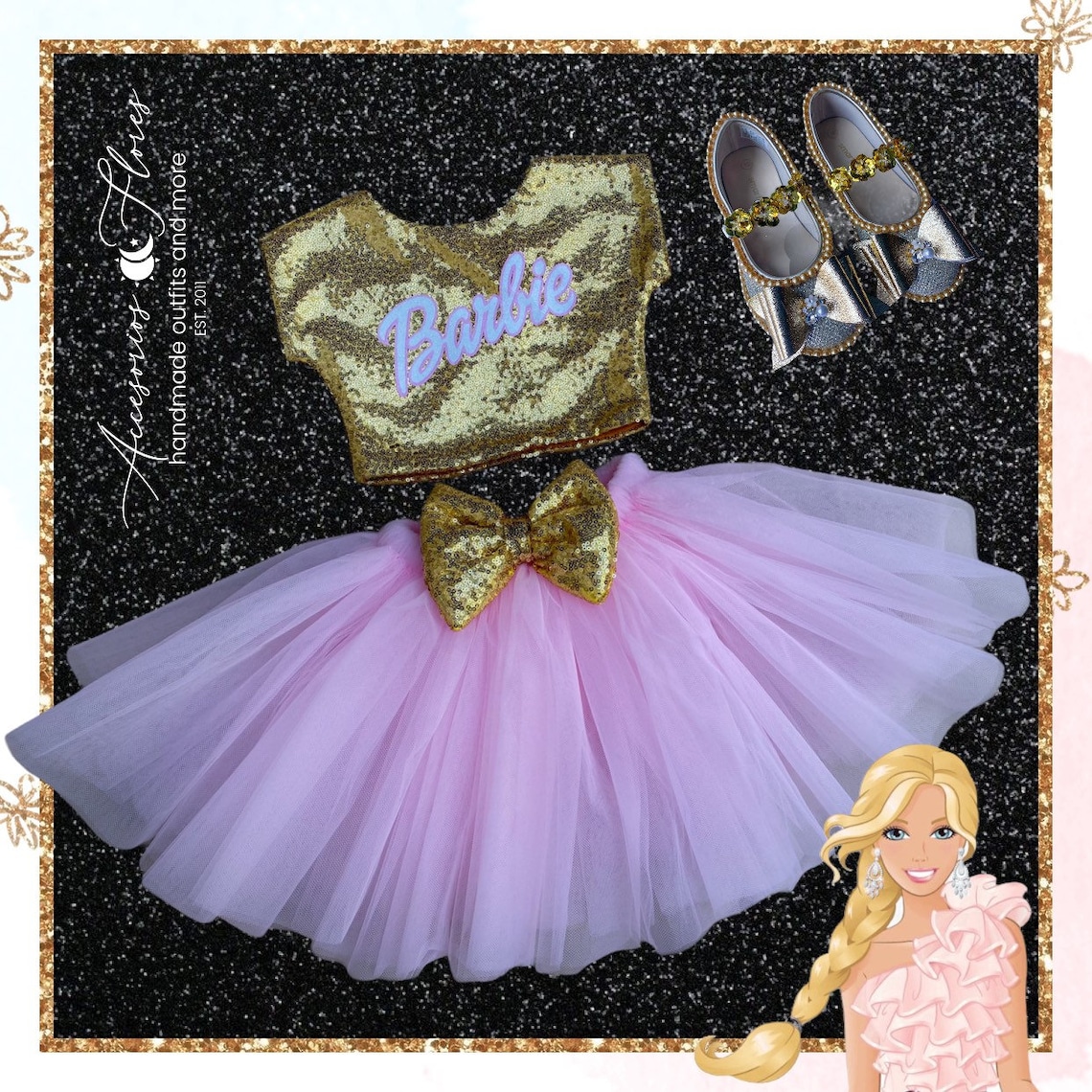 Barbie sequin dress / birthday outfit/ baby girl birthday/ | Etsy