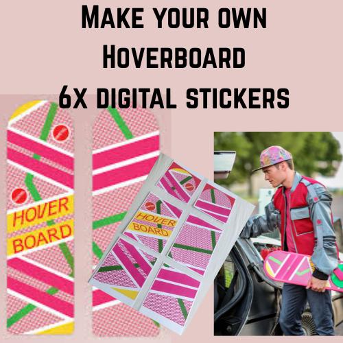 Back to the Future 2 Hoverboard Stickers – 6 A4 Pages for DIY