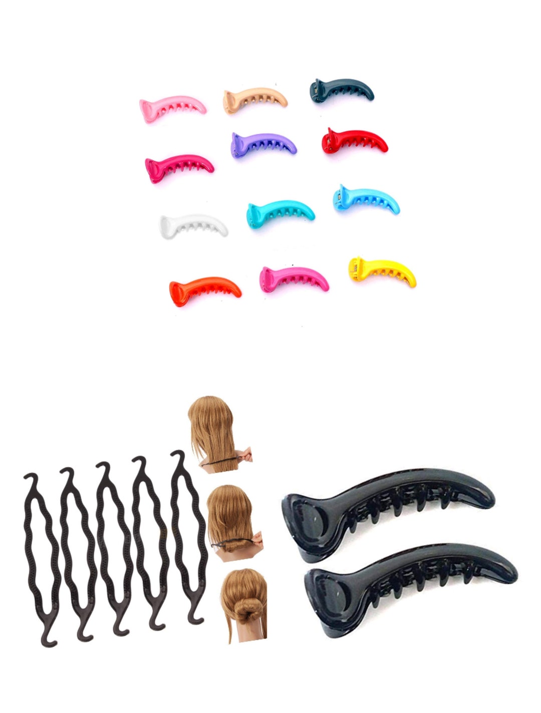Combo Hair Accessories 5 Twist Holder Clip Roll Bun Hair Twist Braid