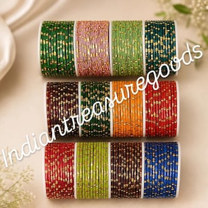 Traditional 12 Color Multicolor Lovely Glass Bangle Set For Women & Girls Bangle Size-2.4, 2.6, 2.8 Free Shipping image 1