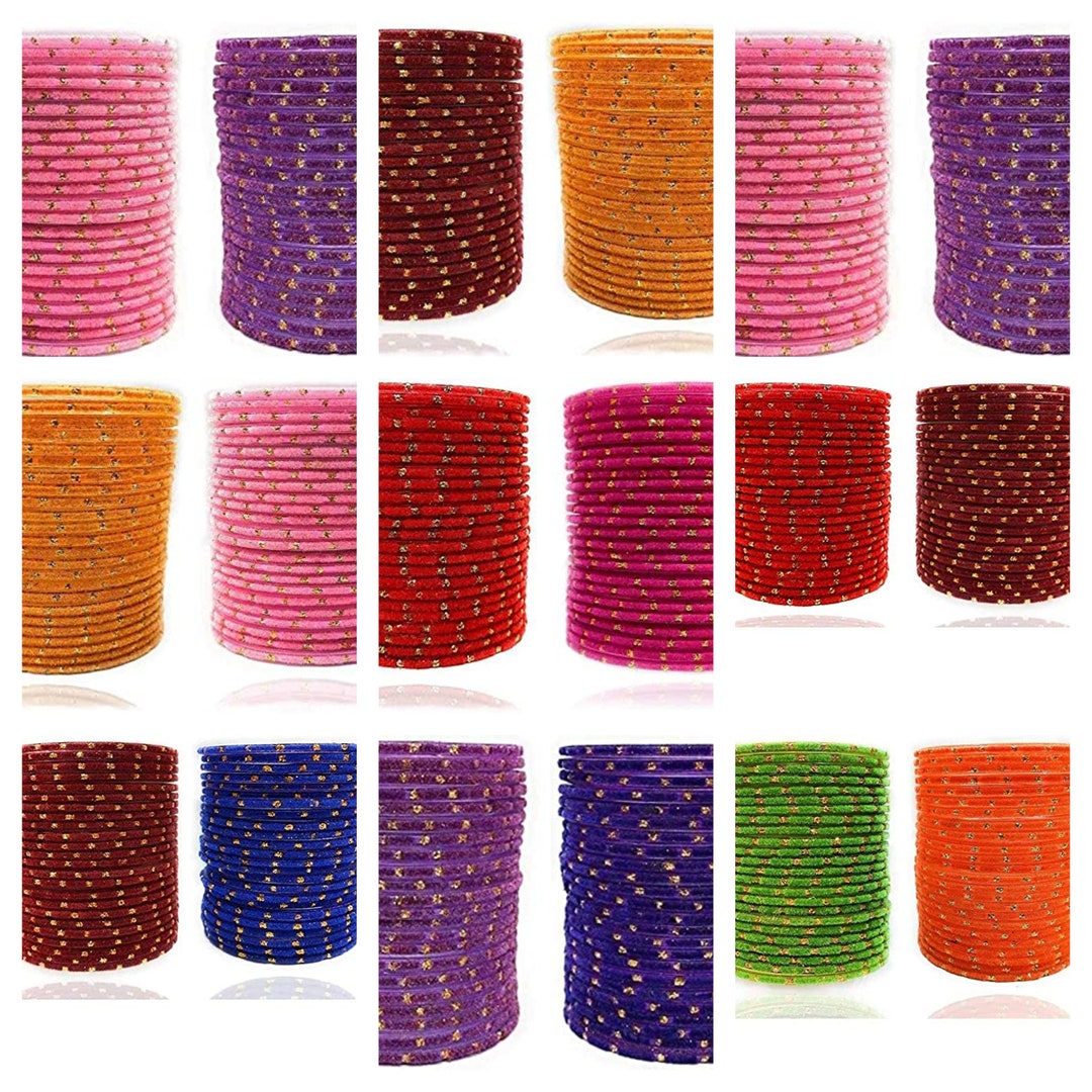 4 Dozen (2 Different Color) Bangle per Color 24 Pieces Velvet Glass ...