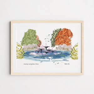 Herfst Cambridge University Botanic Garden, Waterfontein, Art Print