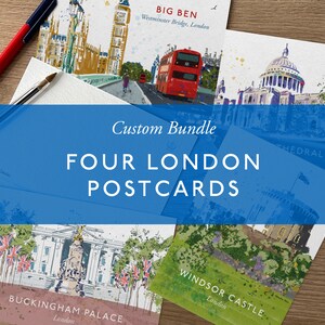 London Postkarte 4er Set, Buckingham Palace, Windsor Castle, Big Ben, Windsor Tower