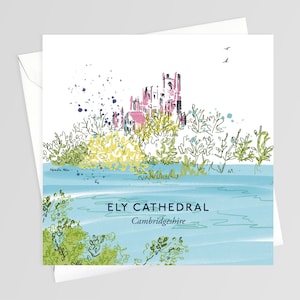 Cattedrale di Ely, fiume Ouse, Cambridgeshire, biglietto d'auguri