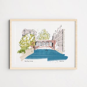 Seufzerbrücke, St. John's College im Herbst/Winter, Universität of England, Kunstdruck