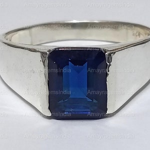 Natural Blue Sapphire Ring 5.5 Carat 925 Sterling Silver Handmade Ring For Men And Woman, Astrological Purpose Ring
