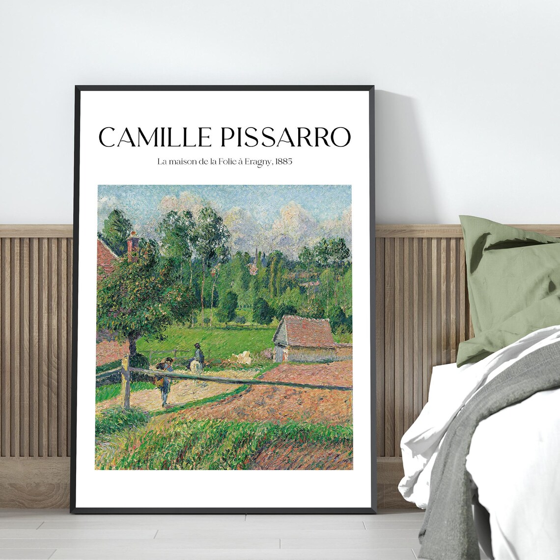 Tableau Camille Pissarro - 'La Maison De Piette à Montfoucault' - Toile Sur Cadre - Prêt à Accrocher - NEUF