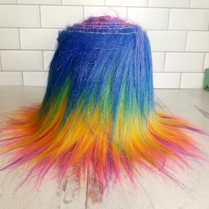 Rainbow Luxury Faux Fur Trim - Gnome Craft Fur - Handmade Gnomes Fur - Faux Fur Precut Roll - 60 inch Fur Trim - 5 Inch Fur - 5 feet