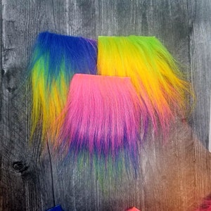 6 Pk / 12 Pk / 24 Pk Rainbow Multi Colored Pre-cut Gnome Beard - Gnome Beard Fur - Gnome Hair - DIY Gnome Supplies - Faux Fur Multi Packs