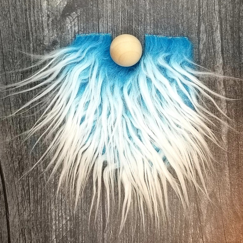 DIY Gnome Supplies Gnome Pre-cut Gnome Beard 1 Wooden Nose Beard Hair Handmade Gnome Azure Blue Frost Gnome Beard Faux Fur