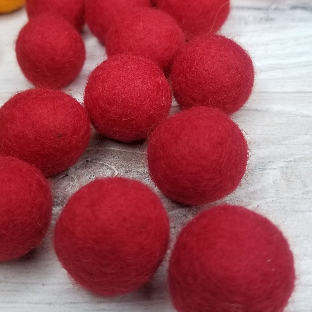 10 Pack Red Pom Balls Wool Felt Gnome Noses Wholesale Pom Pom Balls