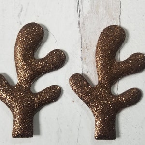 Gnome Craft Supplies - 2 Pieces (1 Pair) Brown Glitter Antlers - Gnome Hat Accessory - Gnome Craft - Gnome Hat Supplies - Holiday DIY Craft