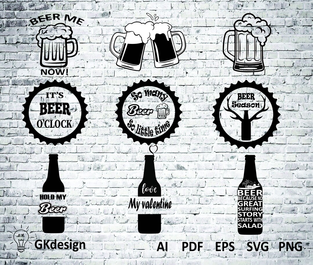 Beer Quotes, Mugs, Bottles Designs SVG, PDF, EPS, Ai, Png Etsy
