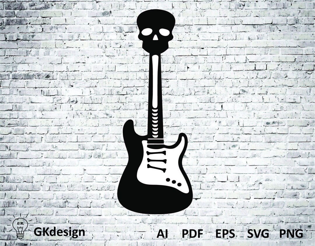 Electric Guitar Design, Skull, Skeleton, Anarchy SVG, PDF, EPS, Ai, Png ...