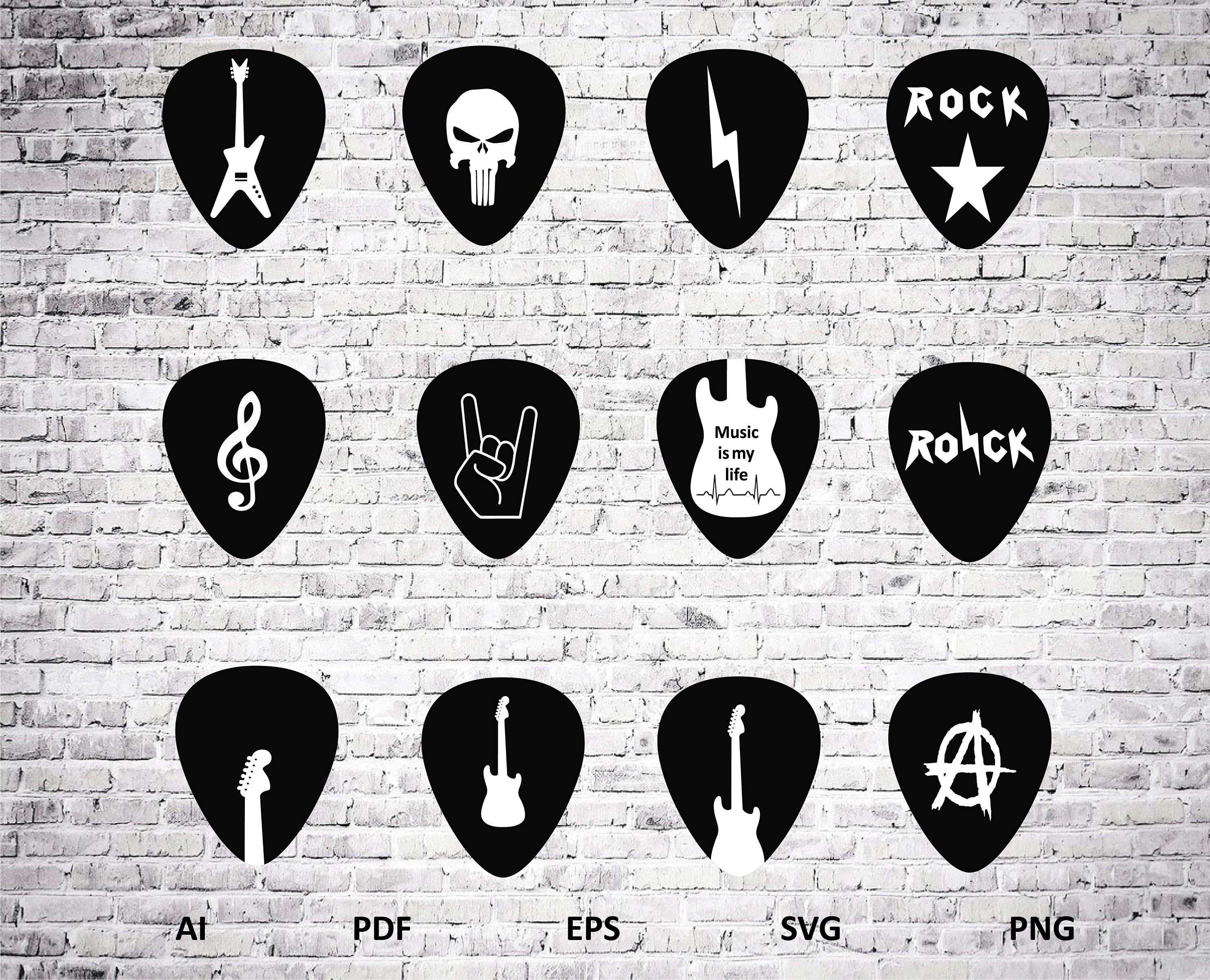 Electric Guitar Designs, Mediators, Skull, Skeleton, Anarchy SVG, PDF ...