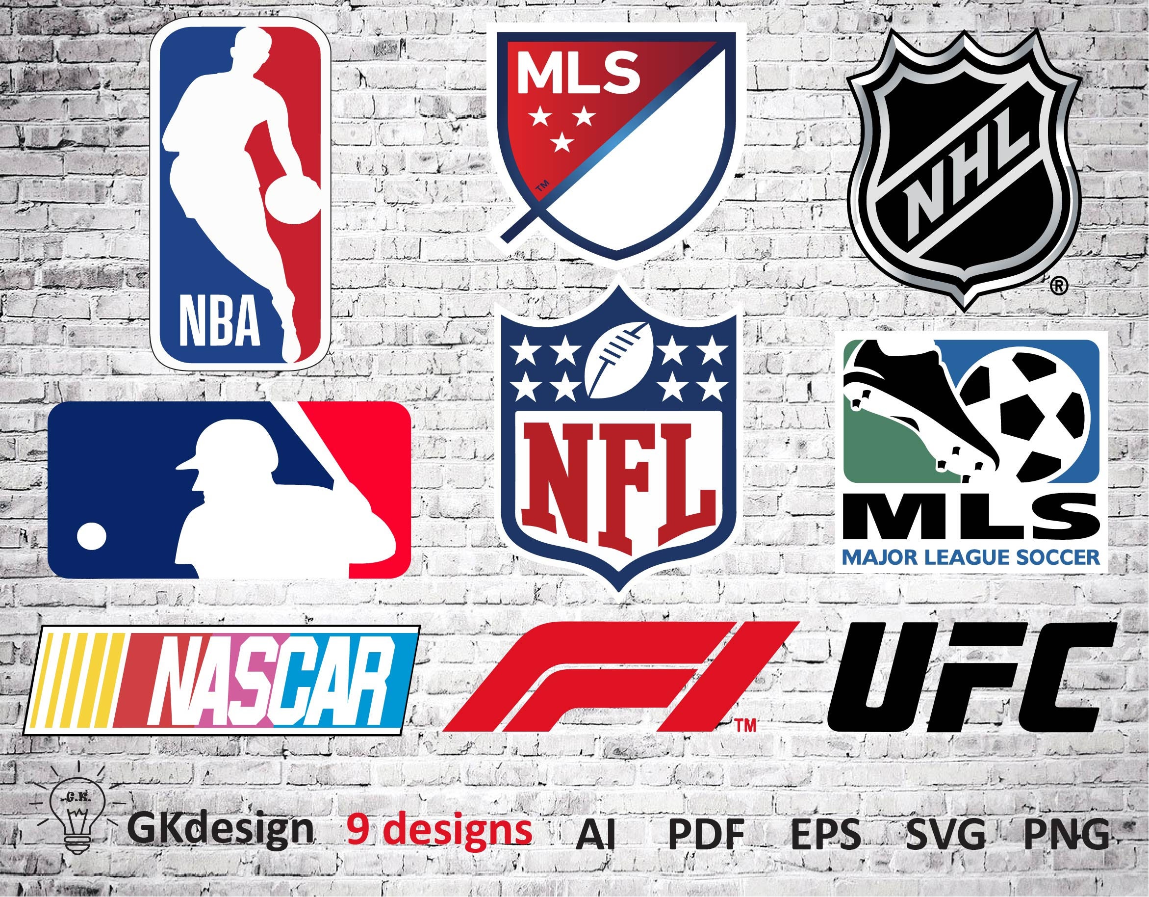 Popular sport leagues logos nba mls nfl nhl nascar ufc Etsy