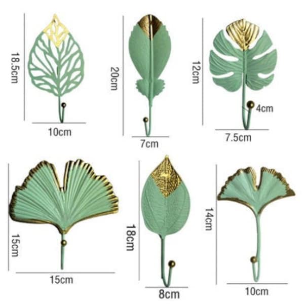 Ensemble de deux beaux crochets élégants, crochets de décoration intérieure, crochets nature, crochets muraux, crochet mural feuille, crochet suspendu, crochet clé, patère, crochet