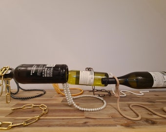 Exhibición de vino, estante de vino, estante de perlas, estante de vino de perlas, soporte de vino, estante de cadena de vino, soporte de cadena de vino, estante de vino de cuerda, amante del vino, regalo de vino, regalo