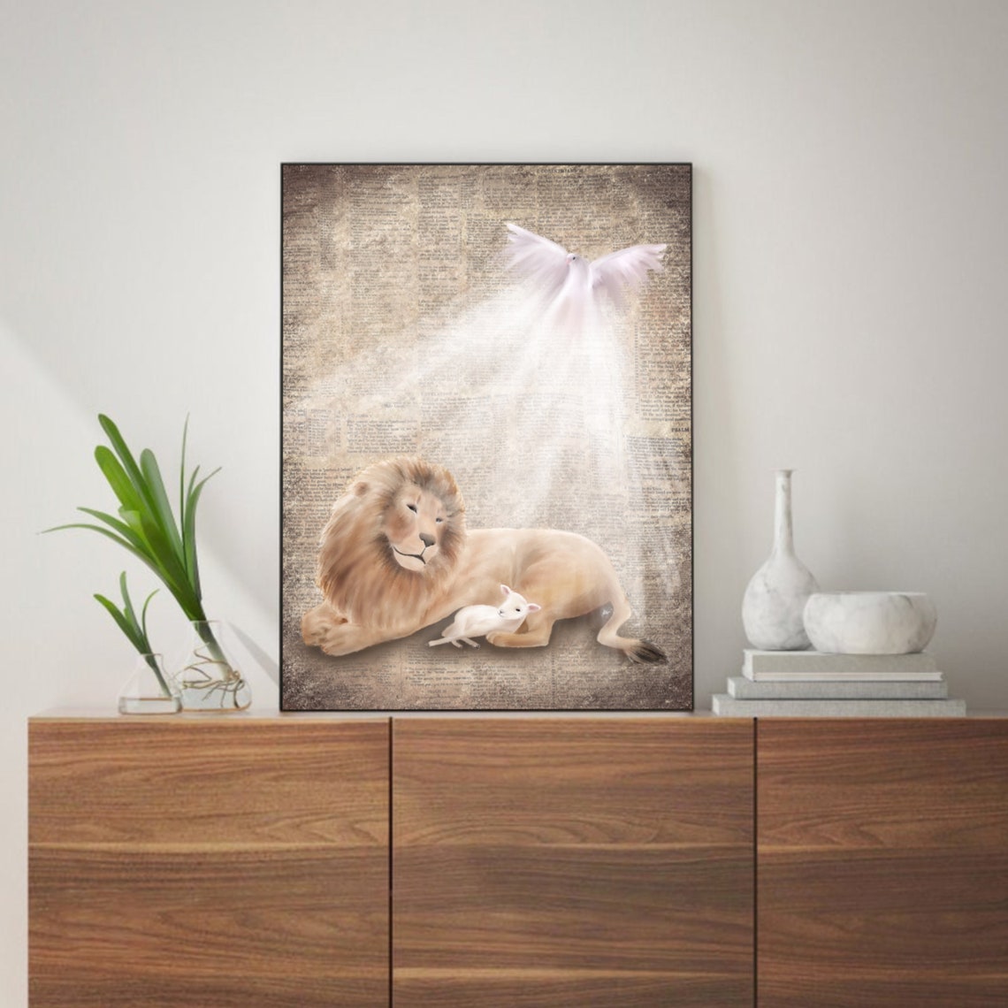 Dove Lion Lamb PRINTABLE Digital Wall Art Print Book Page Etsy