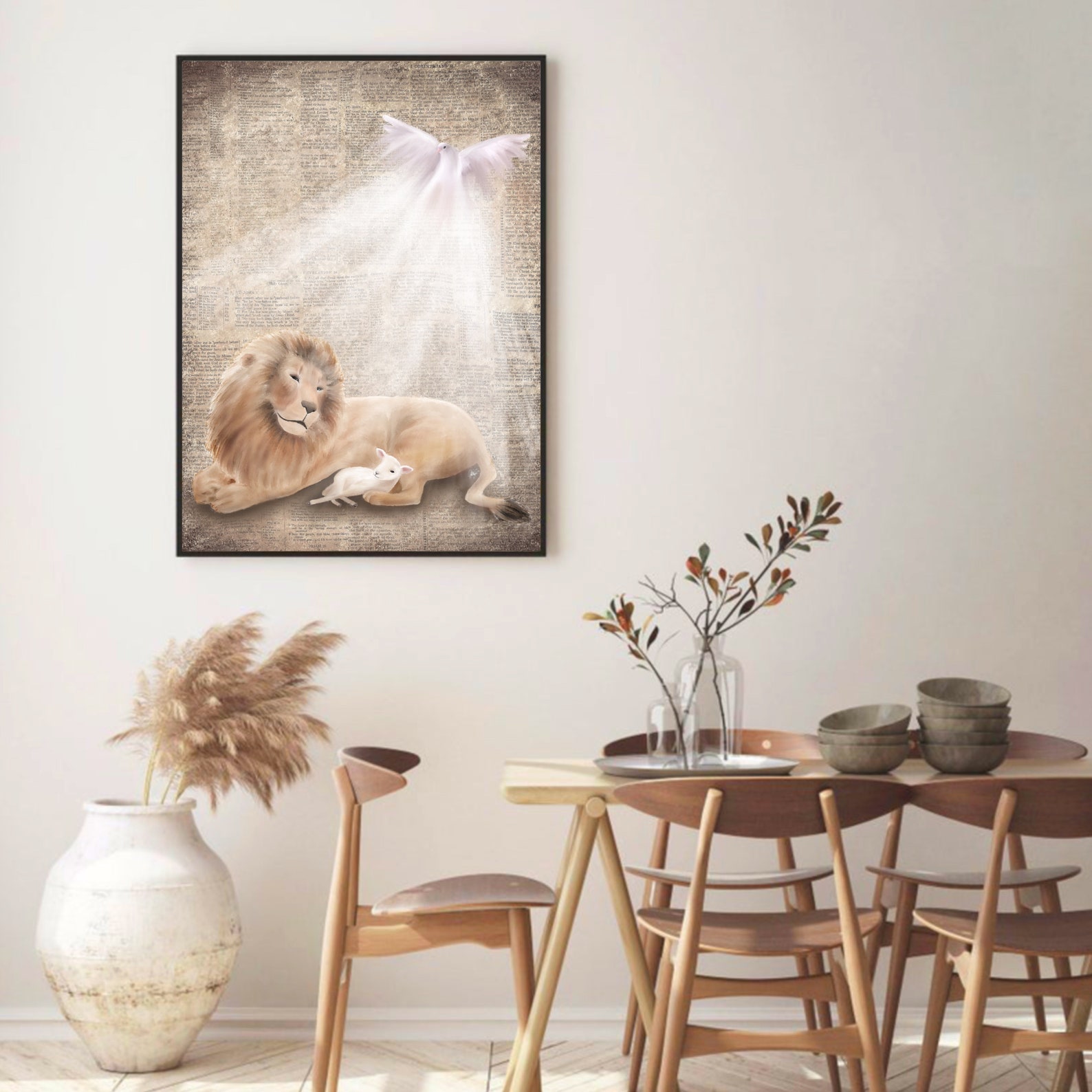 Dove Lion Lamb PRINTABLE Digital Wall Art Print Book Page Etsy