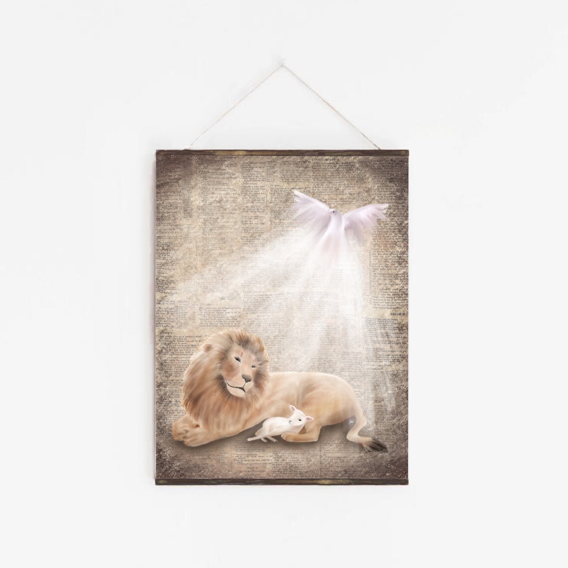 Dove Lion Lamb PRINTABLE Digital Wall Art Print Book Page Etsy