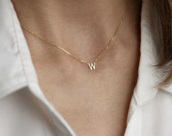 Gift for Her SN0090 Initial Necklace Gold Custom Personalized Letter Monogram Sterling Silver