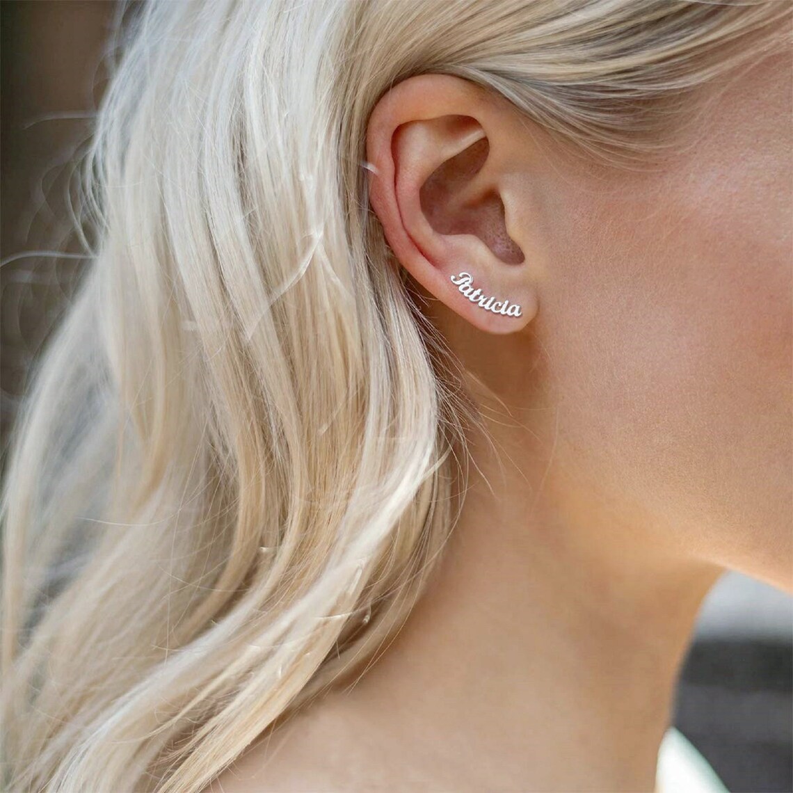Custom Silver Name Earrings