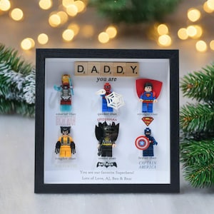 Gifts for dad: Set of 6 superhero figures | Personalised Framed Wall Hanging | Birthday gifts | Christmas Present