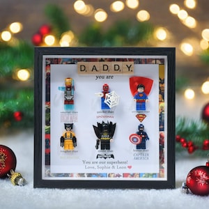 Gifts for dad: Set of 6 superhero figures | Personalised Framed Wall Hanging | Birthday gifts | Christmas Present