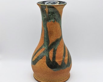 Earth Tone Ceramic Vase with Painted Detail