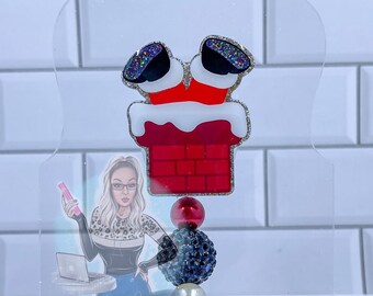 Santa Chimney Retractable Badge Reel Christmas