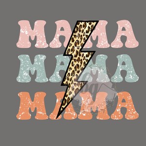 Digitale Png Datei Mama | Gestapelte Distressed Gepard Leopard Bolt Printable Waterslide | T-Shirt zum Aufbügeln Sublimationsdesign | SOFORTIGER DOWNLOAD