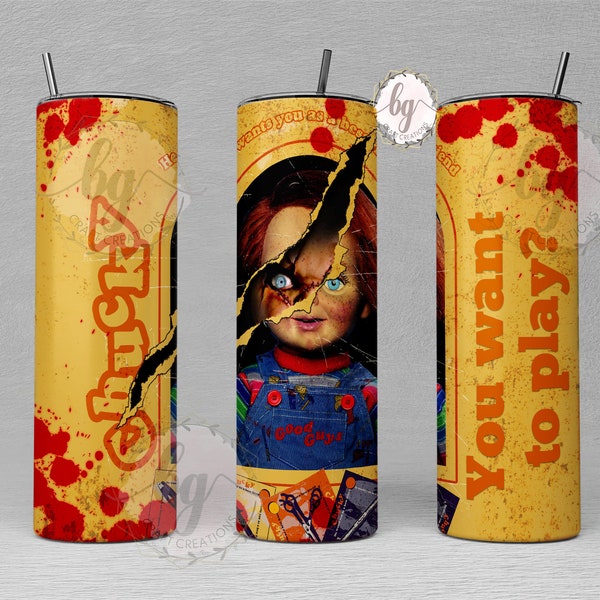 Chucky Child’s Play Tumbler Sublimation Design | Chucky Toy Box | 20oz Skinny STRAIGHT Tumbler Design  | Digital Download | PNG | JPG