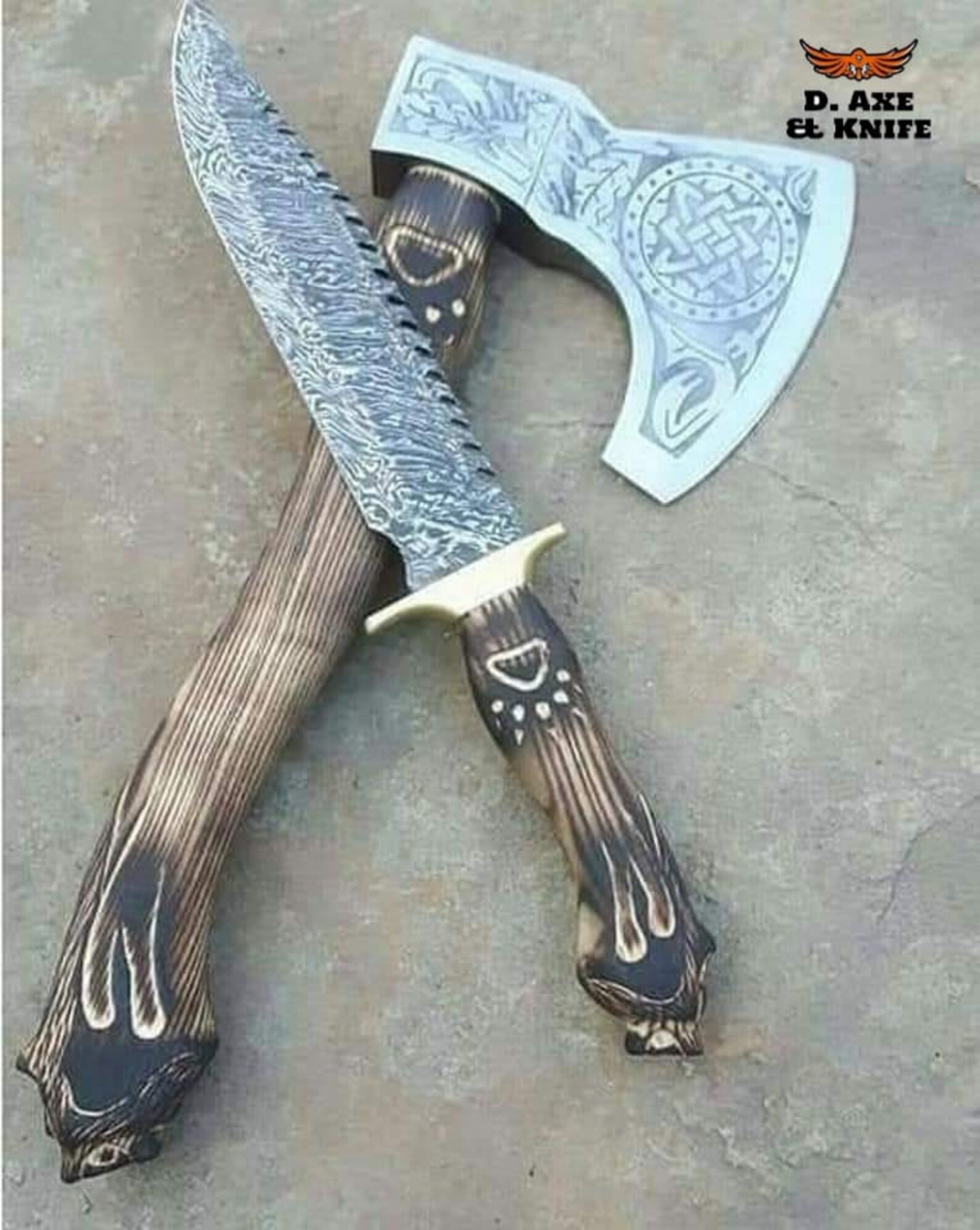 Damascus Viking Axe with dagger Handmade battle axe/knife Etsy